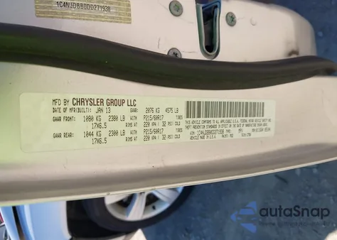 2013 Jeep Compass Sport из США, поврежденный, VIN 1C4NJDBB0DD271938